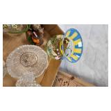 Hand Painted Vases and Clear Glasses