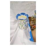 Hand Painted Vases and Clear Glasses