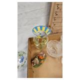 Hand Painted Vases and Clear Glasses