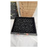 Very Unique Hand Painted Box full of Black Marbles