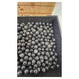 Very Unique Hand Painted Box full of Black Marbles