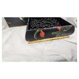 Very Unique Hand Painted Box full of Black Marbles