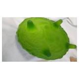 Glass Compote Dish and Etched/Satin Green Serving Bowl