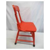 Lot of 3 Vintage small wood furniture pieces. Childs wood chair, Stool. and small table.