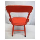 Lot of 3 Vintage small wood furniture pieces. Childs wood chair, Stool. and small table.