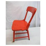 Lot of 3 Vintage small wood furniture pieces. Childs wood chair, Stool. and small table.