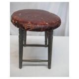 Lot of 3 Vintage small wood furniture pieces. Childs wood chair, Stool. and small table.