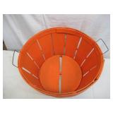 Vintage Basket Containers: Wooden Nail Keg, Tin Can and a Bushel Basket