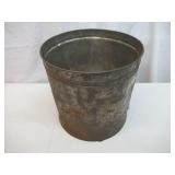 Vintage Basket Containers: Wooden Nail Keg, Tin Can and a Bushel Basket