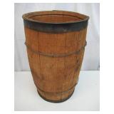 Vintage Basket Containers: Wooden Nail Keg, Tin Can and a Bushel Basket