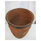 Vintage Basket Containers: Wooden Nail Keg, Tin Can and a Bushel Basket