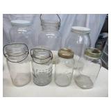 Lot of Various sized Canning Jars