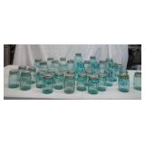 Vintage Lot of 34 Blue Canning Jars with Lids
