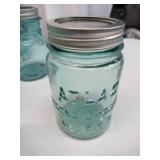 Vintage Lot of 34 Blue Canning Jars with Lids
