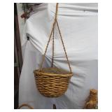 Lot of various Vintage Wicker Baskets & 2 Mexican Folk Art Aztec Fisherman woven Figurines