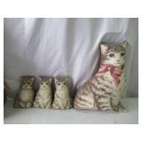 Lot of Vintage Handmade Cat Pillows & Plush Toys with Homemade Fabric Patchwork Crafts
