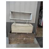 Lot of Antique Primitive Vintage Shipping Crate, Foot Locker, Wall Shelf