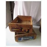 Lot of Various Vintage Primitive Wood Boxes & 1 Bushel Basket