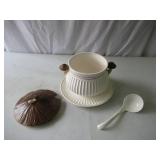 Vintage 1970s Sears Mushroom Soup Tureen Set with lid and underplate