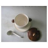 Vintage 1970s Sears Mushroom Soup Tureen Set with lid and underplate