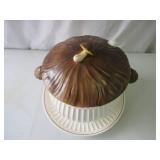 Vintage 1970s Sears Mushroom Soup Tureen Set with lid and underplate