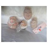 Lot of Vintage Crafting Supplies: Santa & Doll Faces and Wood Sled