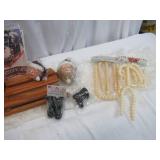 Lot of Vintage Crafting Supplies: Santa & Doll Faces and Wood Sled