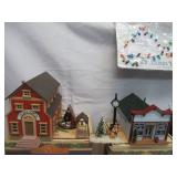 Lot of Vintage Collection of Enesco Pine Hallow Christmas Village Buildings and accessories