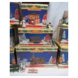 Lot of Vintage Collection of Enesco Pine Hallow Christmas Village Buildings and accessories