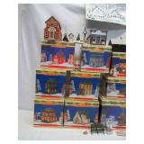 Lot of Vintage Collection of Enesco Pine Hallow Christmas Village Buildings and accessories