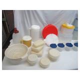 Large lot of Plastic Storage Containers with lids some Rubbermaid