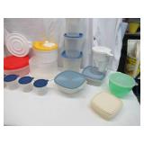 Large lot of Plastic Storage Containers with lids some Rubbermaid