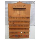 Lot of Vintage Handmade Wood Perpetual Wall Calendar
