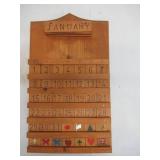 Lot of Vintage Handmade Wood Perpetual Wall Calendar