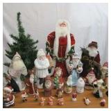 Lot Of Christmas Decor 25 Santa Clauses and 1 Small Christmas Tree