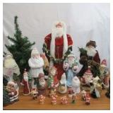 Lot Of Christmas Decor 25 Santa Clauses and 1 Small Christmas Tree