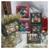 Christmas Lot many boxed Christmas Ornaments, Bulbs, Garland and Tinsel