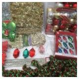 Christmas Lot many boxed Christmas Ornaments, Bulbs, Garland and Tinsel