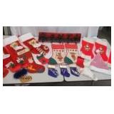 Christmas Lot New Stocking Holder, Various Christmas Stockings, MN Vikings Stockings and Santa Hats