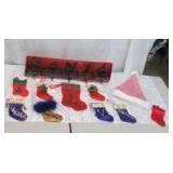 Christmas Lot New Stocking Holder, Various Christmas Stockings, MN Vikings Stockings and Santa Hats