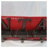 Christmas Lot New Stocking Holder, Various Christmas Stockings, MN Vikings Stockings and Santa Hats