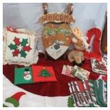 Christmas Lot: Christmas Tree Skirt, Table cloths, Runners, Napkins, Linens and more