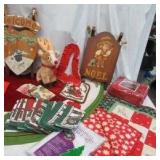 Christmas Lot: Christmas Tree Skirt, Table cloths, Runners, Napkins, Linens and more