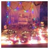 Christmas Decor Lot Vintage String Lights, Many boxed Hallmark Ornaments, Garland and more