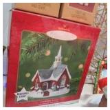 Christmas Decor Lot Vintage String Lights, Many boxed Hallmark Ornaments, Garland and more