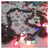 Christmas Decor Lot Vintage String Lights, Many boxed Hallmark Ornaments, Garland and more