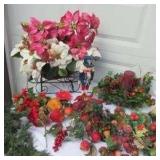 Christmas Lot of Craft Supplies for Holiday Decorating, Garland, Floral pics and more.