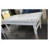 Vintage Antique Primitive Farm Harvest Table / Work Table / Garden Table in distressed painted finish.