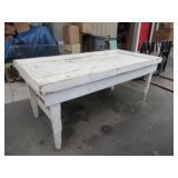 Vintage Antique Primitive Farm Harvest Table / Work Table / Garden Table in distressed painted finish.
