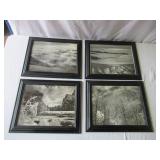 Lot of 4 wood Framed Winter Scene Prints